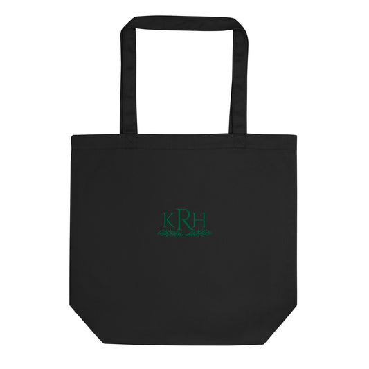 Leafy Monogram Embroidery Canvas Eco Tote Bag