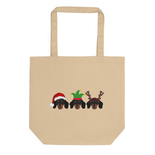 Dachshund Festive Print Eco Tote Bag