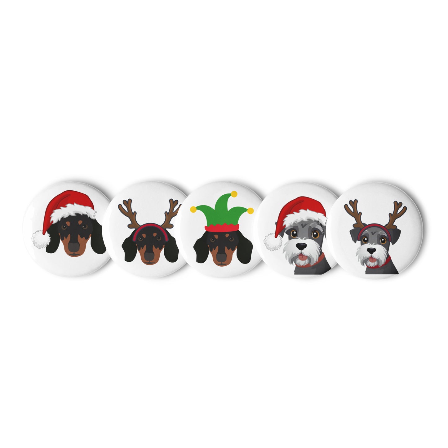 Pickles and Bruno Festive Set of Pin Buttons