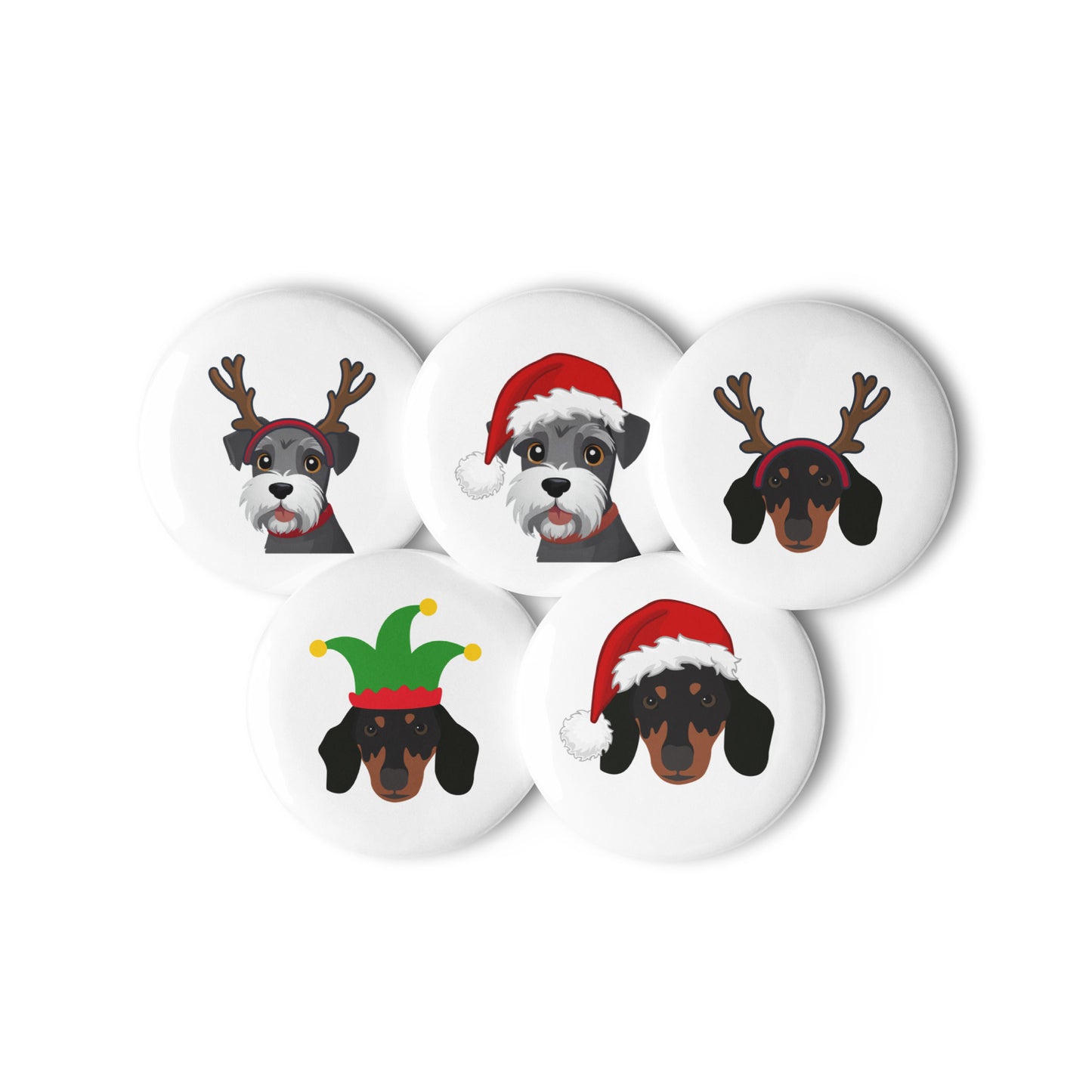 Pickles and Bruno Festive Set of Pin Buttons