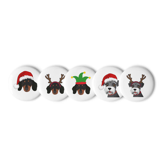 Pickles and Bruno Festive Set of Pin Buttons