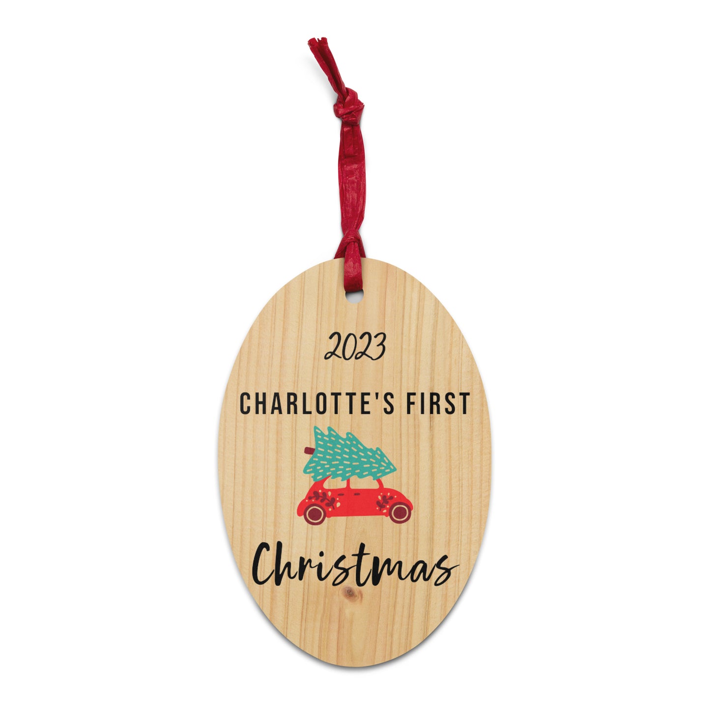 Oval Baby's First Christmas Wooden Ornament