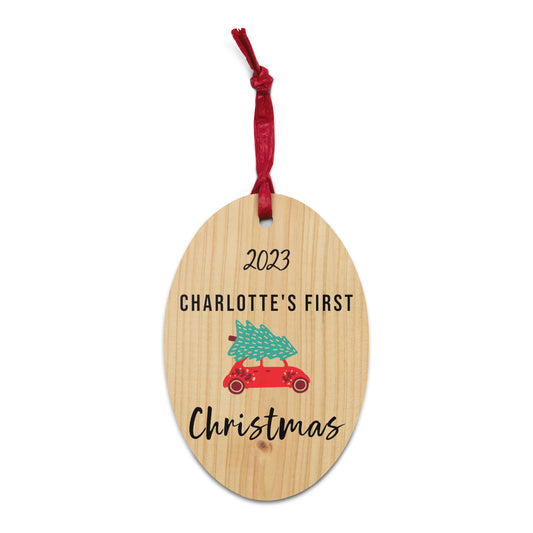 Oval Baby's First Christmas Wooden Ornament