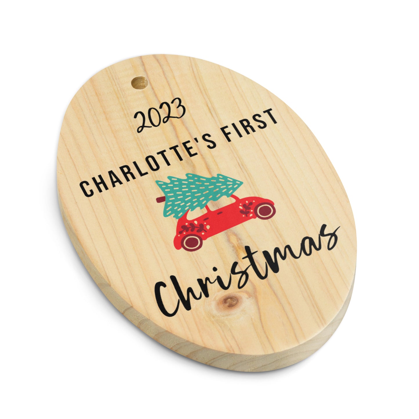 Oval Baby's First Christmas Wooden Ornament