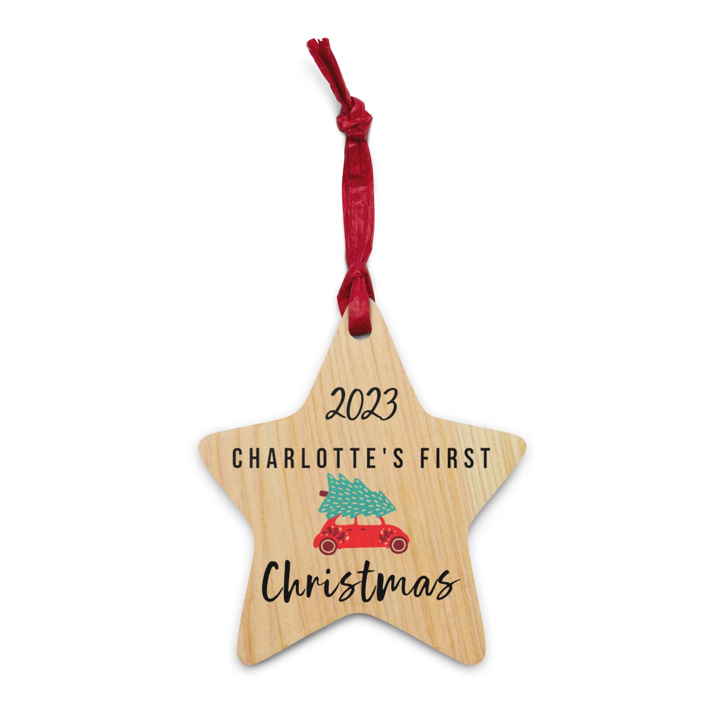 Star Baby's First Christmas Wooden Ornament