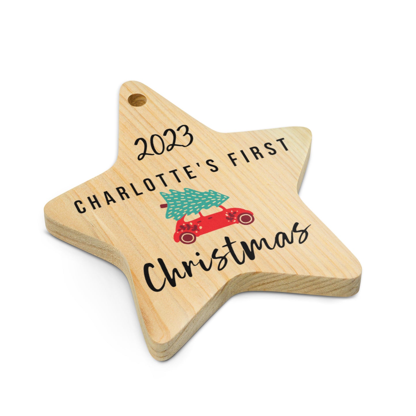 Star Baby's First Christmas Wooden Ornament